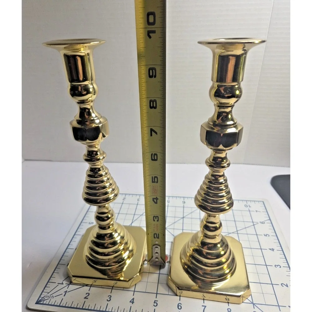 Baldwin Brass Beehive Matching Candlesticks 9.25